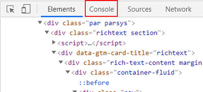 Click on the ‘Console tab