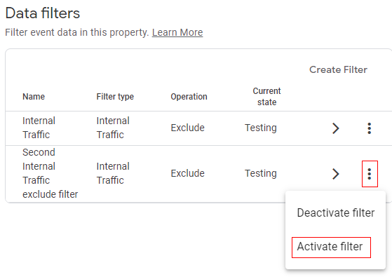 activate filter