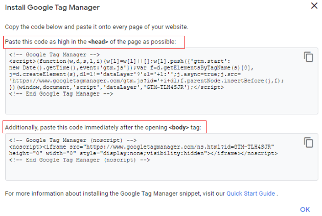 add code to the website as recommended by Google only
