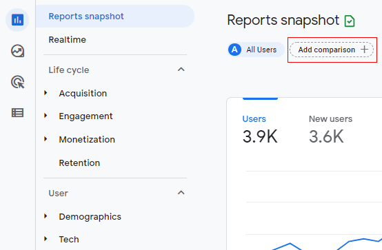 comparisons (advanced segments) in Google Analytics 4