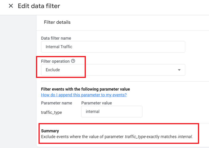 exclude filter operation