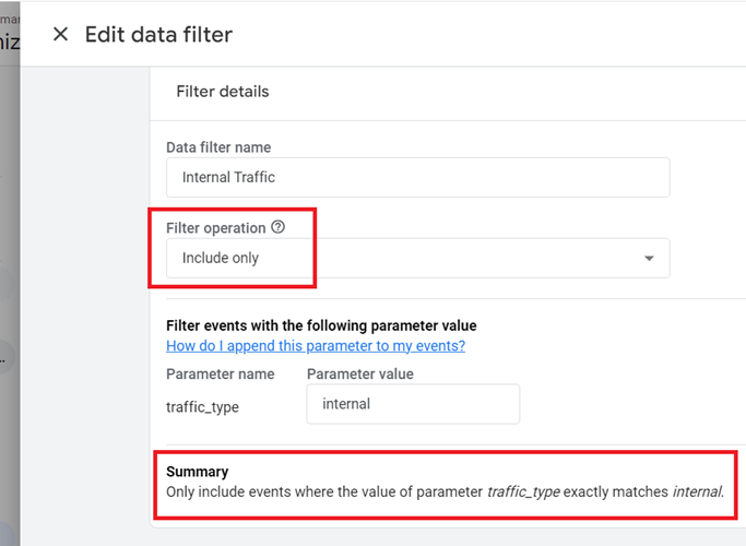 include filter operation