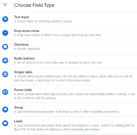 Choose field type 1