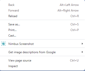 Right click on a web page and select ‘Inspect