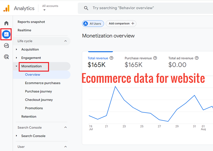 ecommerce data for website