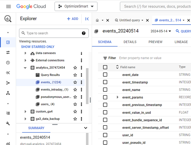 Export data from GA4 to BigQuery