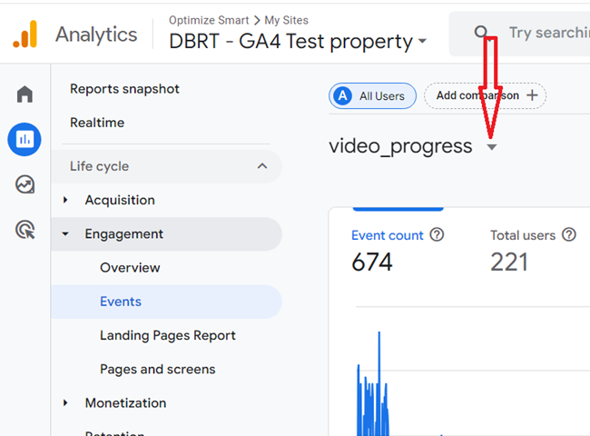 GA4 (Google Analytics 4) Custom Metrics Tutorial 38 Click on the events drop down menu at the top