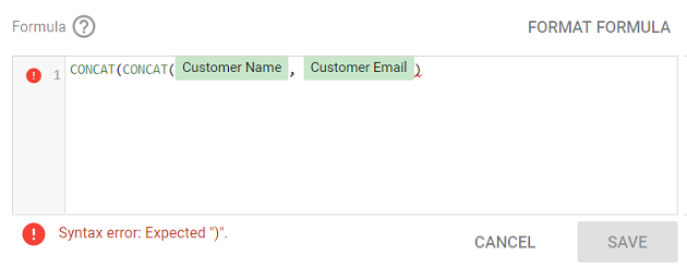Syntax error: Expected ")"