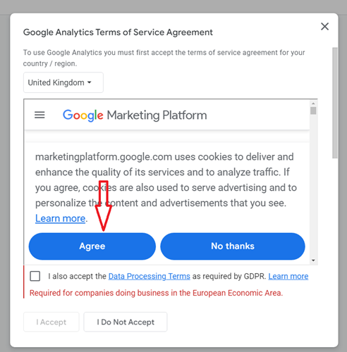 Go through ‘Google Analytics Terms of Service