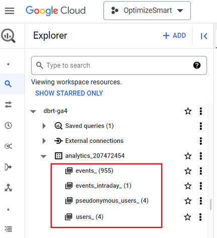 data tables ga4 bigquery