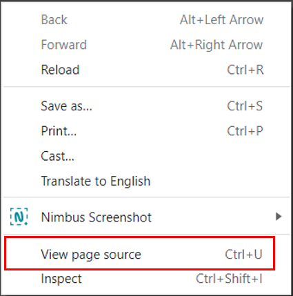right click and select view page source