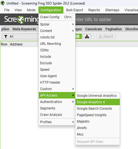 API Access ‘Google Analytics 4