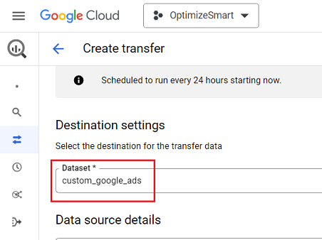 destination for data transfer