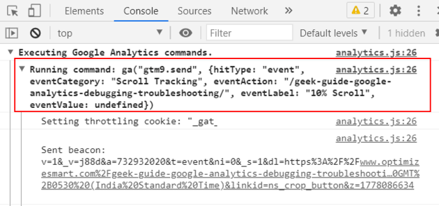 debugger tutorial event in console