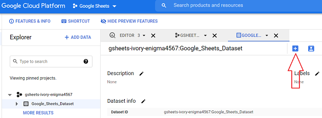 Connect and transfer data from Google Sheets to BigQuery 9 Click on the create table button