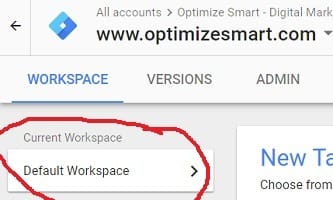 Default Google Tag Manager Workspaces