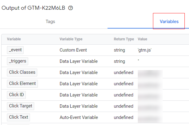 GTM (Google Tag Manager) Debugger Console Tutorial 23 Variables Tab