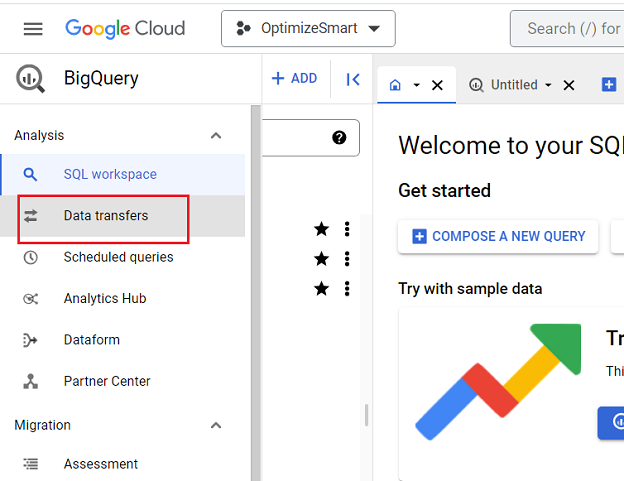 data transfers bigquery