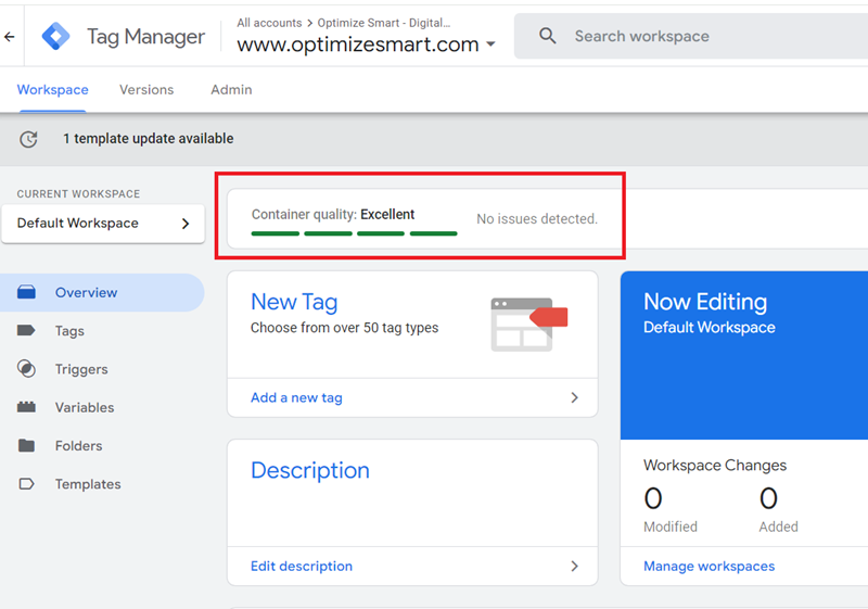 container quality excellent google tag manager
