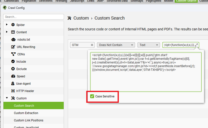 Click on the ‘Case Sensitive checkbox to make your tag search case sensitive