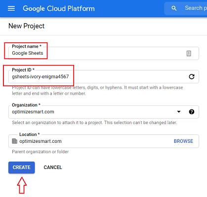 Connect and transfer data from Google Sheets to BigQuery 3 New Project bigquery 2