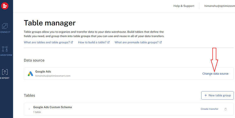 Change data source