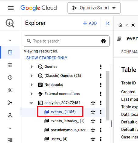 You need to have at least a couple of days of data in the events data table