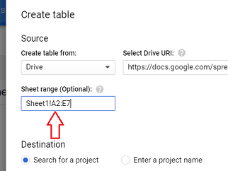 Connect and transfer data from Google Sheets to BigQuery 16 Enter the cell range