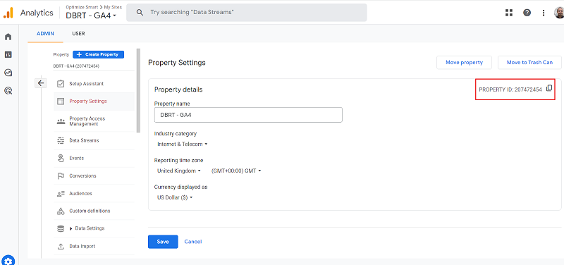 Property ID refers to your Analytics Property ID