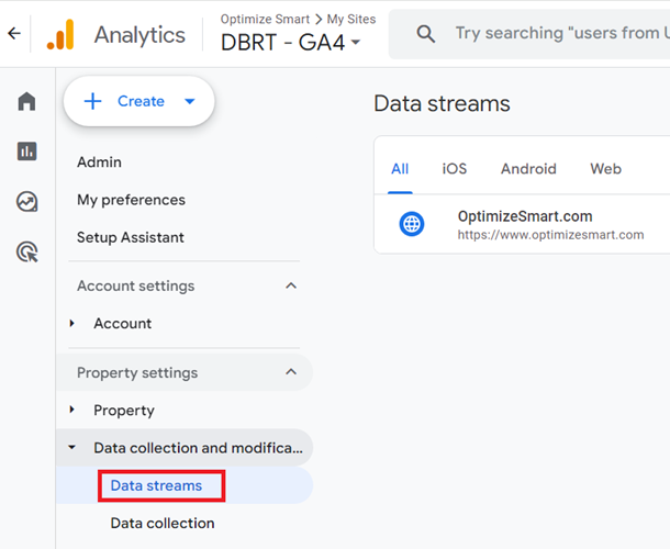 data streams ga4