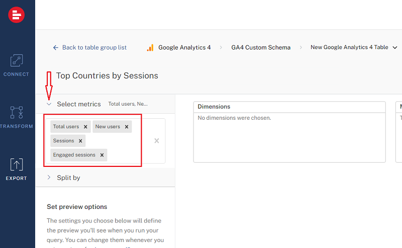 add the following metrics one by one
