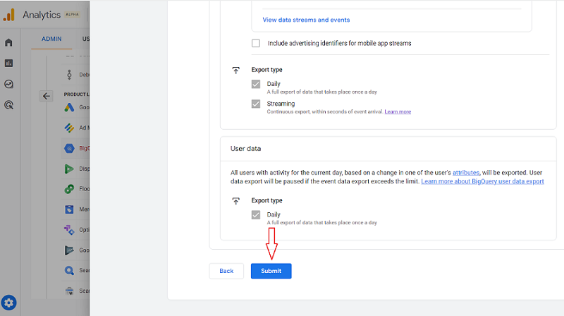 Review your GA4 BigQuery integration setup