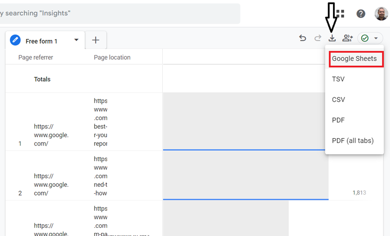 How to find 404 pages (broken links) in GA4 7 download ga4 report in google sheets