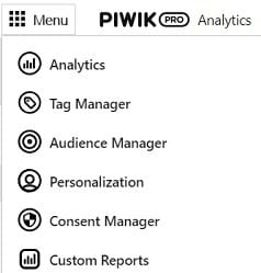 piwik pro analytics menu