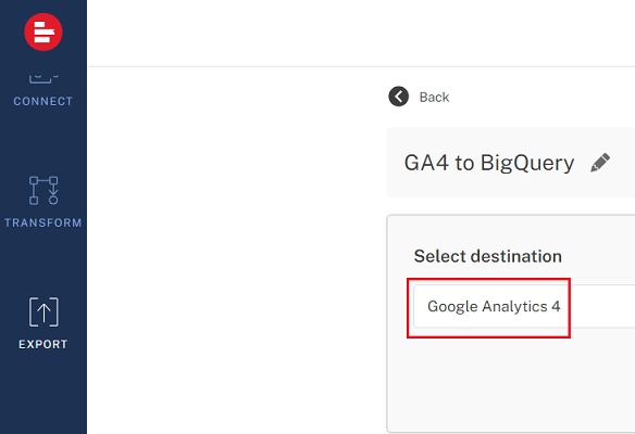 Make sure that your destination is set to ‘Google Analytics 4