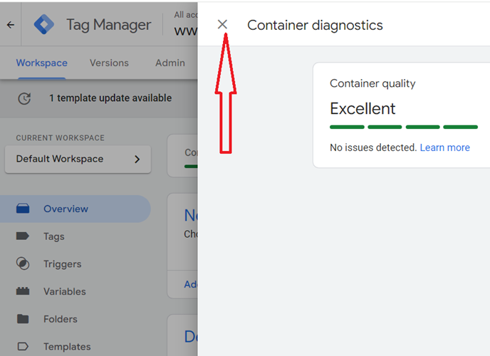 Close the ‘Container diagnostic window