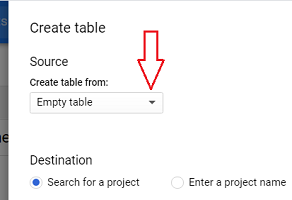 Connect and transfer data from Google Sheets to BigQuery 10 Click on the Create table from drop down menu