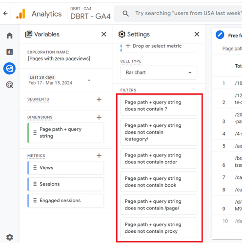Start adding filters one by one that help you exclude your query parameters