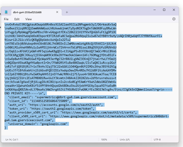 Copy paste the entire content of the Service account JSON file 2