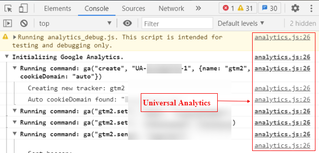 debugger tutorial UA analytics