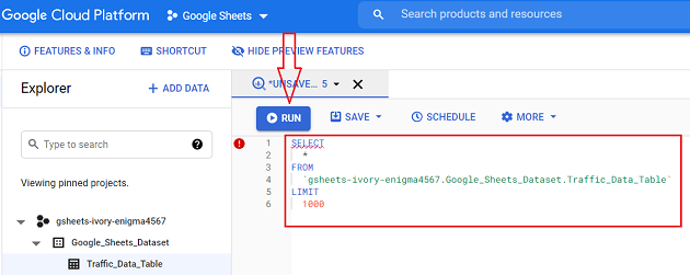 Connect and transfer data from Google Sheets to BigQuery 25 Enter your SQL statement