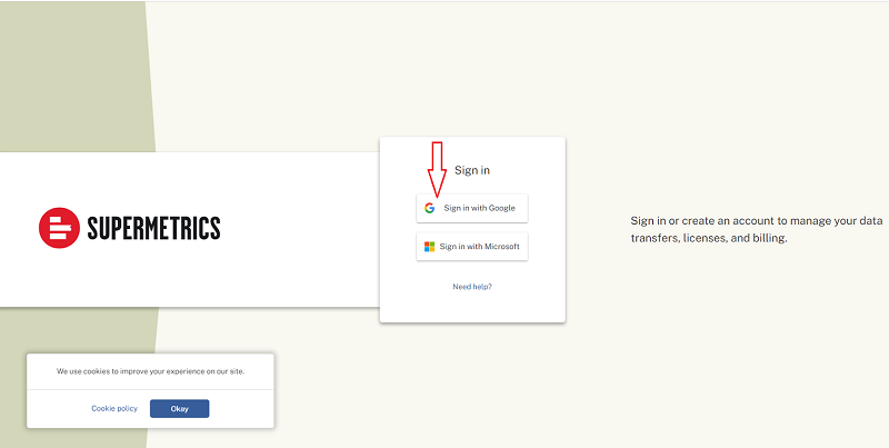 Click on the ‘Sign in with Google button
