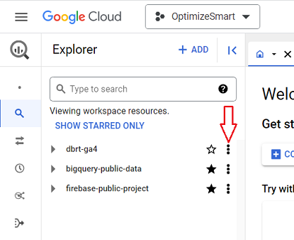 Click on the three dots menu next to the project ID