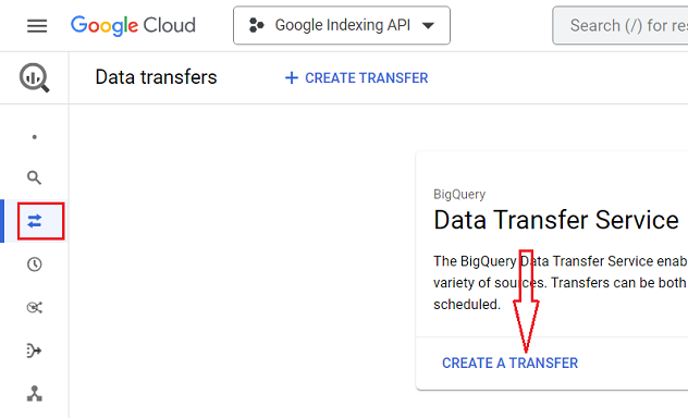 create a data transfer google bigquery