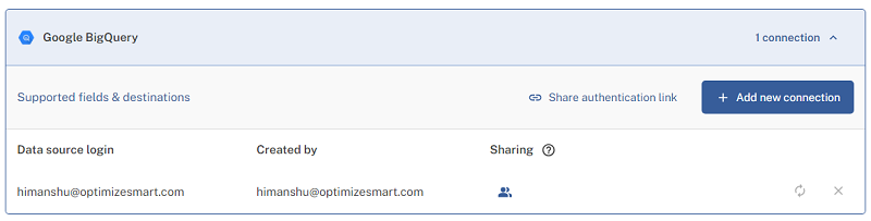 ou have successfully connected supermetrics with BigQuery