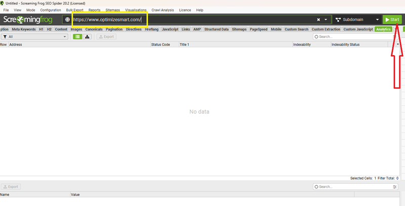 Enter your full website URL and then click on the ‘Start button