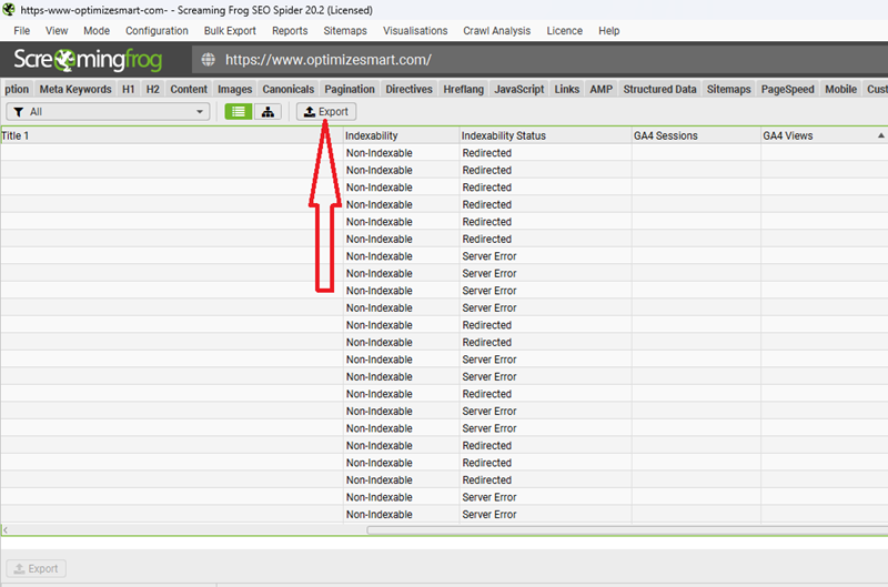 Click on the ‘Export button to download this report
