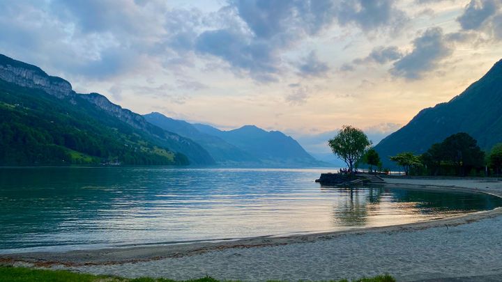 Sunset over lake Lucerne in Switzerland