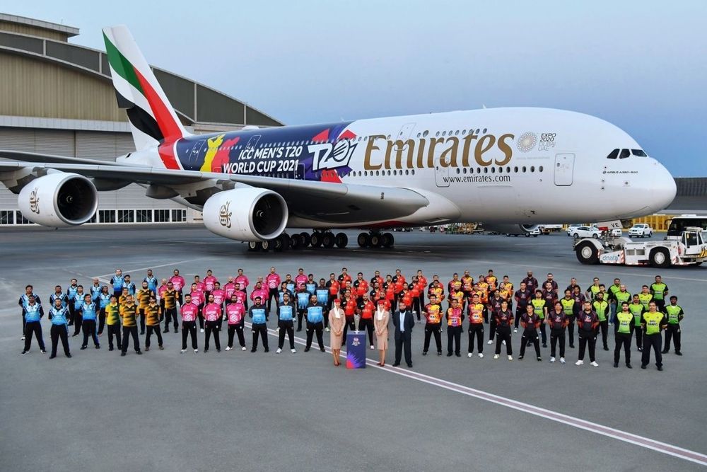 Emirates debuts brand new ICC Men’s T20 World Cup A380 livery