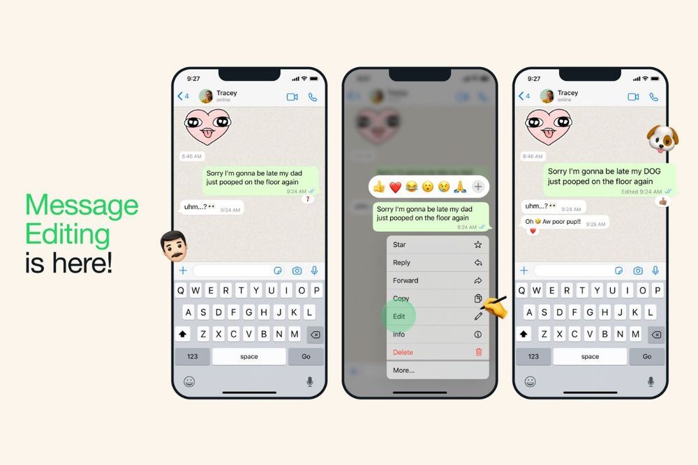 User can now edit their WhatsApp messages